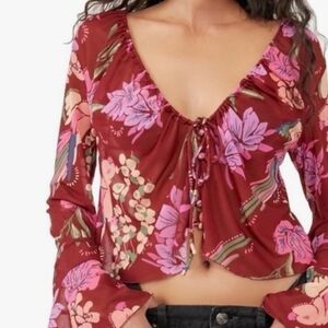 Free People Of Paradise Floral Sheer Top